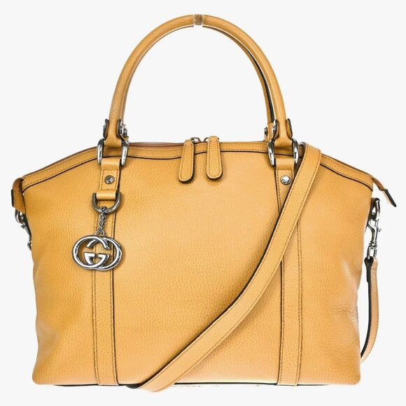 GUCCI GG Interlocking Charm 2Way Shoulder Hand Bag Leather Beige Silver 84KB518 - Picture 1 of 15